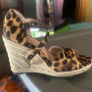 J. Crew Leopard Print Wedge Sandals